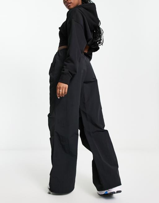 ASOS DESIGN parachute cargo pants in black