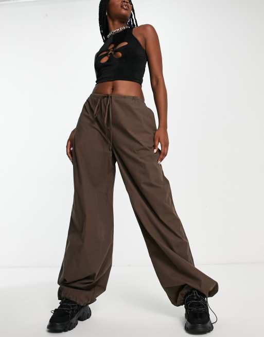 Women's High-rise Cargo Parachute Pants - All In Motion™ Brown Xl