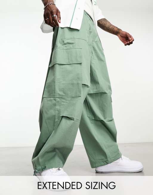 ASOS DESIGN parachute cargo pants in khaki | ASOS