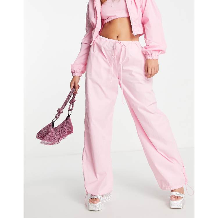 ASOS Parachute Cargo Trousers in Pink for Men