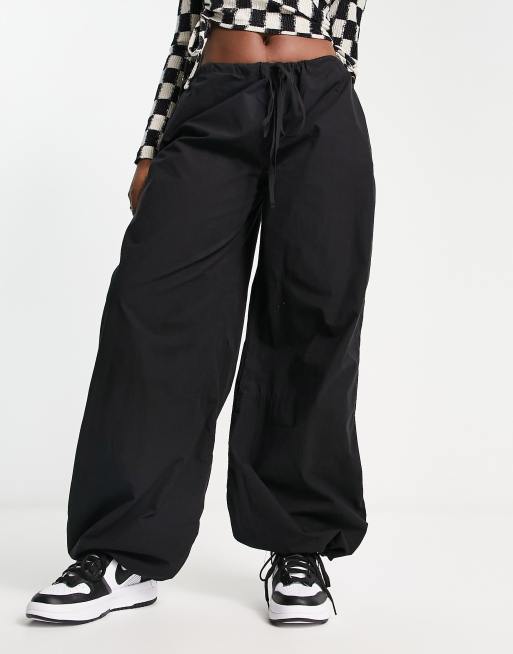 ASOS DESIGN ultra wide parachute cargo pants in charcoal