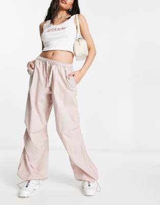 Asos Design Parachute Cargo Pants In Washed Blush-neutral