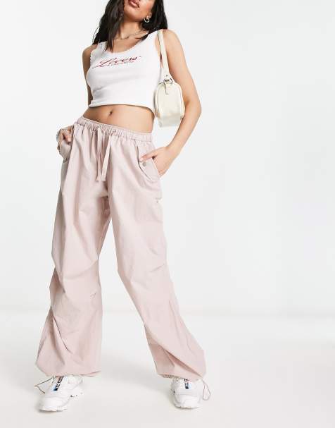 ASOS DESIGN parachute cargo pants in washed blush - view 1
