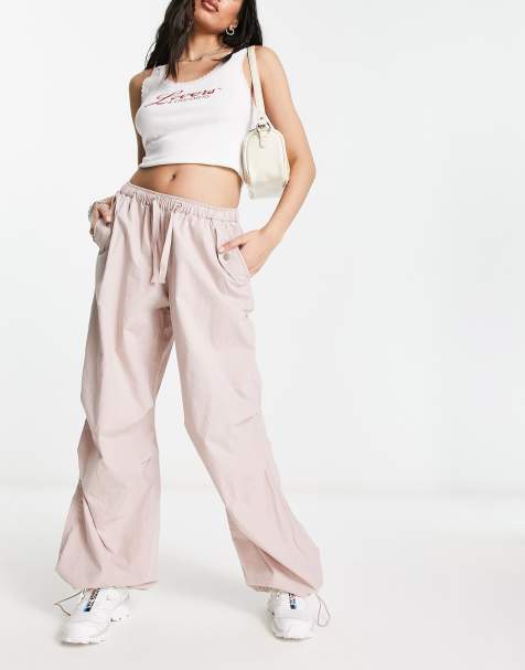 ASOS Weekend Collective parachute cargo pants with pocket in neutral