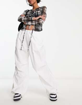 ASOS DESIGN parachute cargo pants in white