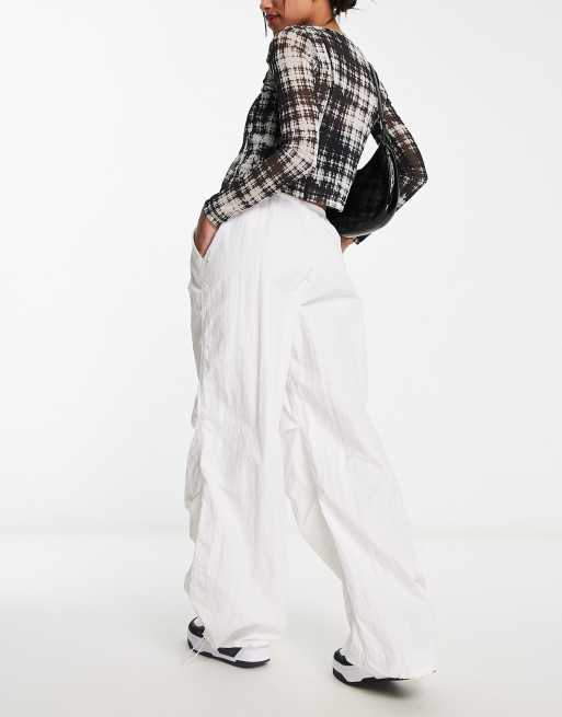 ASOS DESIGN parachute cargo pants in white