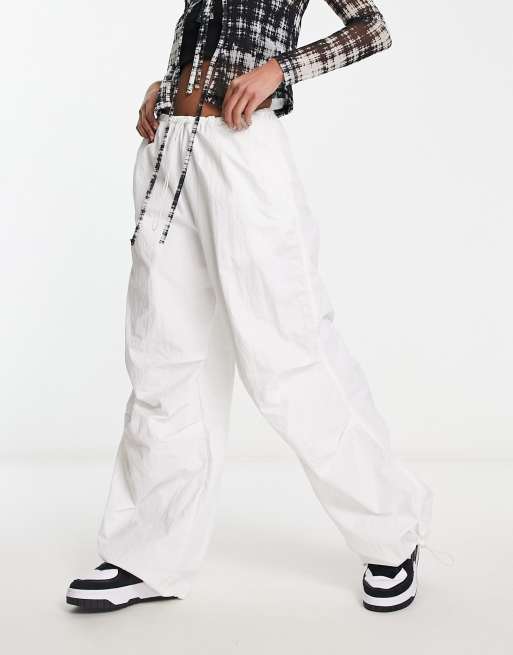 ASOS DESIGN parachute cargo pants in white | ASOS