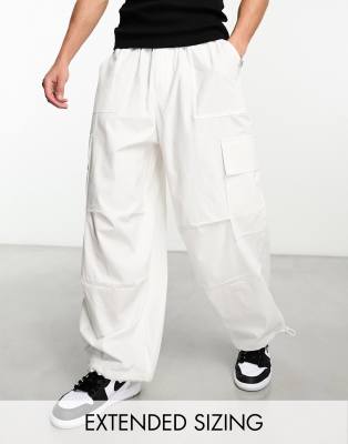 ASOS DESIGN parachute cargo pants in white | ASOS