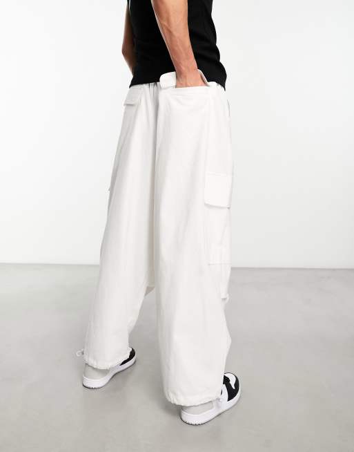 Vintage Nike white cargo parachute style trousers