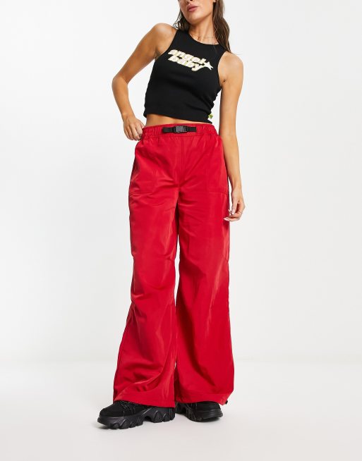 ASOS DESIGN parachute cargo pants with belt detail in techy