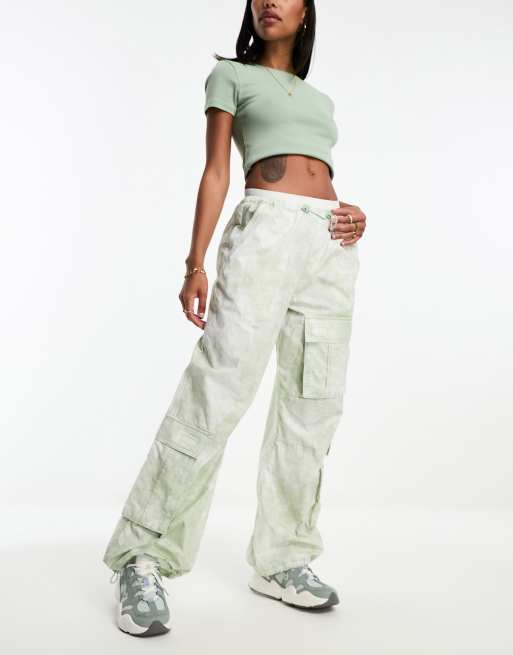 ASOS DESIGN parachute cargo pants with seam detail in washed gray