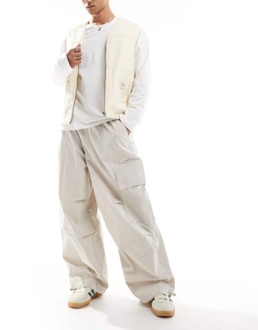 ASOS DESIGN parachute cargo trouser in cream, 4 of 5