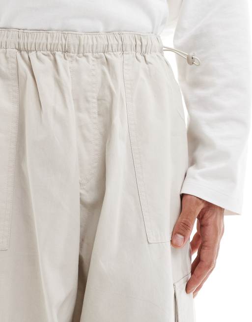 ASOS DESIGN parachute cargo trouser in cream, 5 of 5
