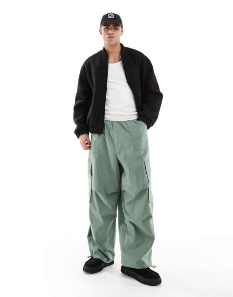 ASOS DESIGN parachute cargo trouser in green - view 1