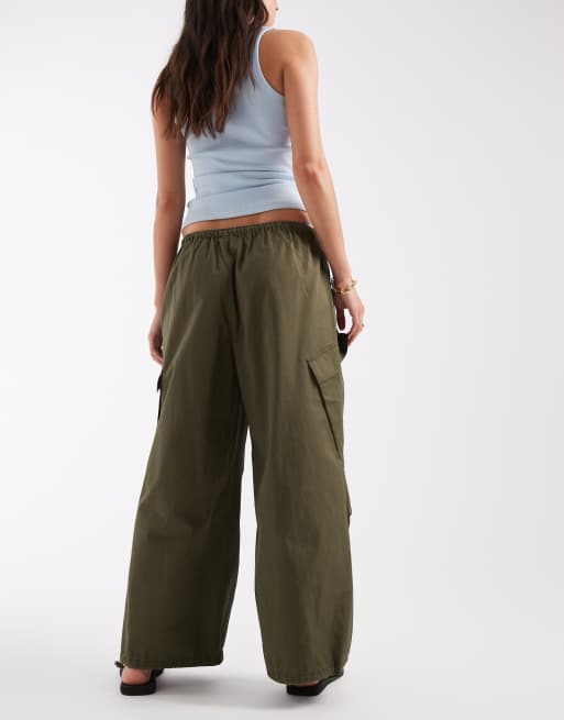 ASOS DESIGN parachute cargo trouser in khaki, 3 of 5