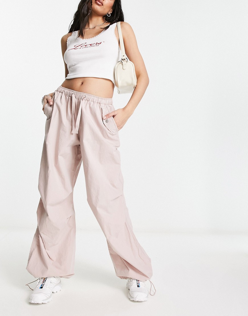 ASOS DESIGN parachute cargo trouser in washed blush-Neutral