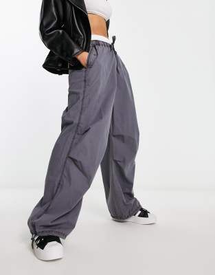 ASOS DESIGN parachute cargo trouser in washed grey | ASOS