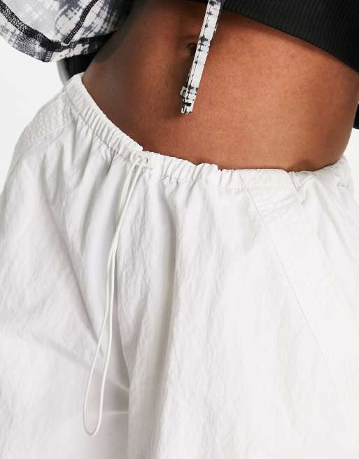 White Oversized Parachute Pants