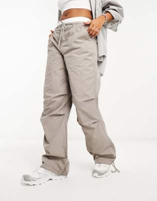 Hollister Adjustable Rise Linen Blend Parachute Cargo Pants