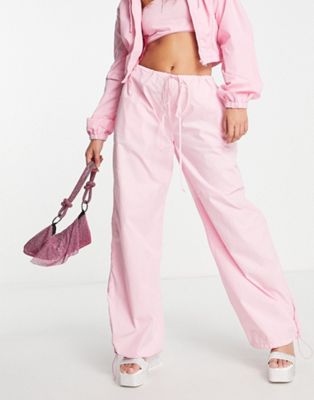 ASOS DESIGN parachute cargo trousers in pink co-ord | ASOS