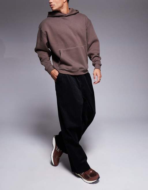 ASOS DESIGN parachute corduroy pants in black