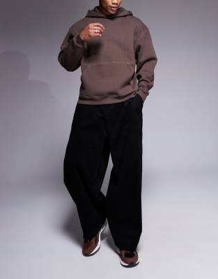 Asos Design Parachute Corduroy Pants In Black