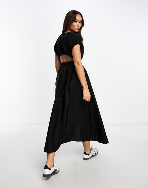 parachute midi dress ASOS DESIGN parachute plunge midi dress in black