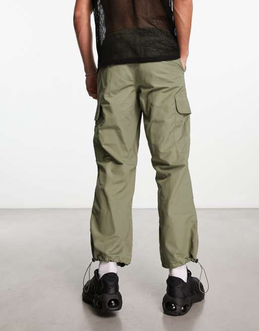 ASOS DESIGN parachute pants in khaki