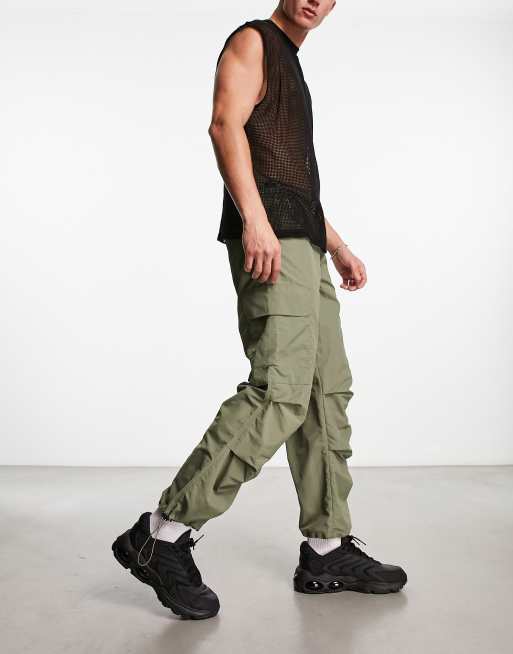 ASOS DESIGN parachute pants in khaki, 4 of 4
