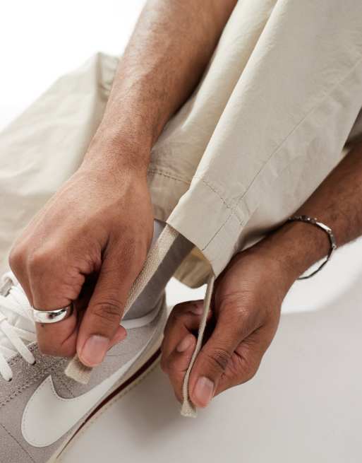ASOS DESIGN poplin parachute pants in stone