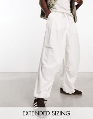 Asos Design Parachute Pants In White