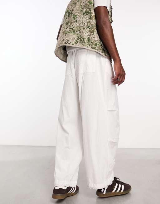 ASOS DESIGN parachute trouser in white, 3 of 4