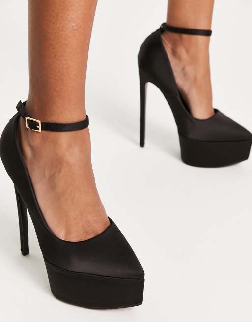 Black court shop shoes with strap