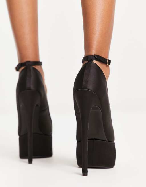 Black platform cheap court shoes