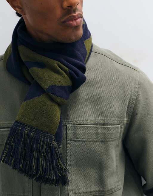 ASOS DESIGN paraiso graphic scarf in navy, 2 of 3