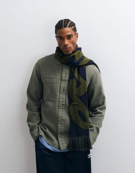 ASOS DESIGN paraiso graphic scarf in navy, 3 of 3