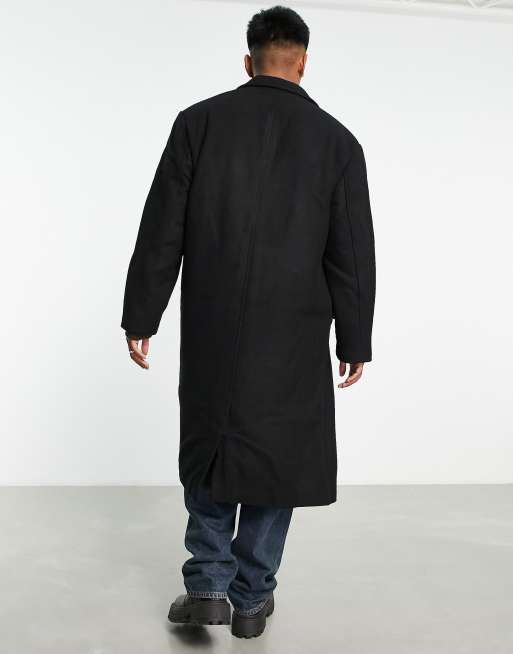 ASOS DESIGN Pardessus oversize en laine melangee Noir ASOS