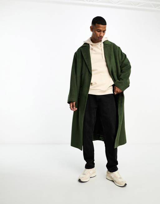 ASOS DESIGN - Manteau habillé brossé en laine mélangée - Vert pastel