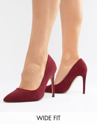 ASOS DESIGN - Paris - Escarpins à talons hauts et bout pointu, pointure large - Bordeaux