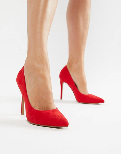 ASOS DESIGN Paris pointed high heeled pumps in red