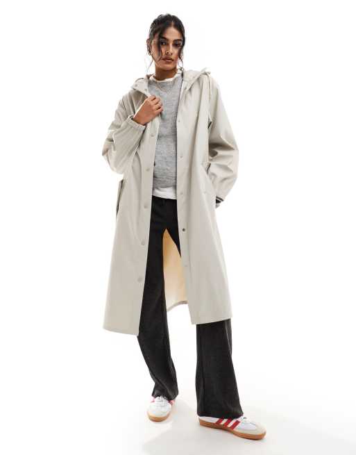 ASOS DESIGN - Parka antipioggia gommato color osso