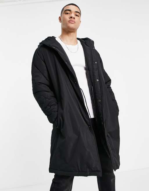 ASOS DESIGN parka coat in black