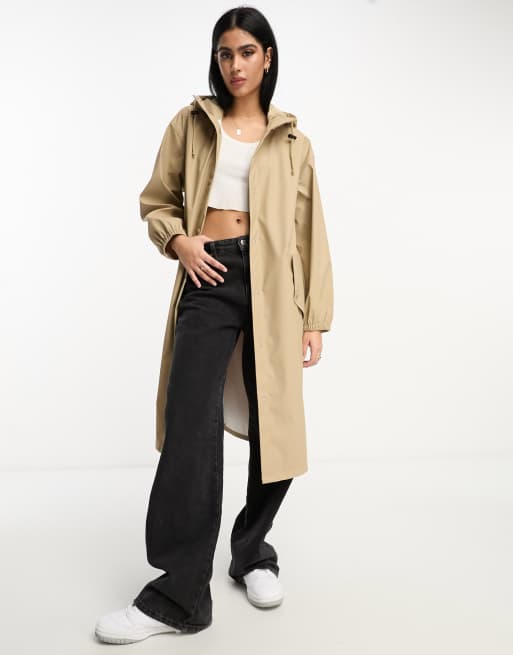 ASOS DESIGN - Parka da pioggia gommato color pietra