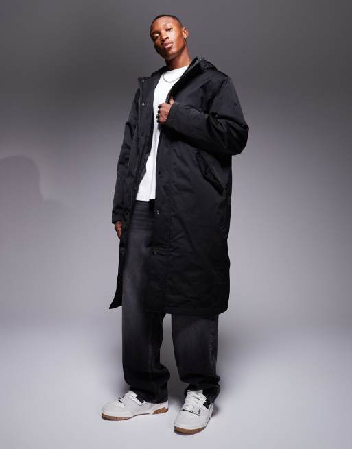 ASOS DESIGN - Parka imbottito taglio lungo nero