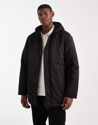Parka in mittlerer Länge in Schwarz Schwarz S