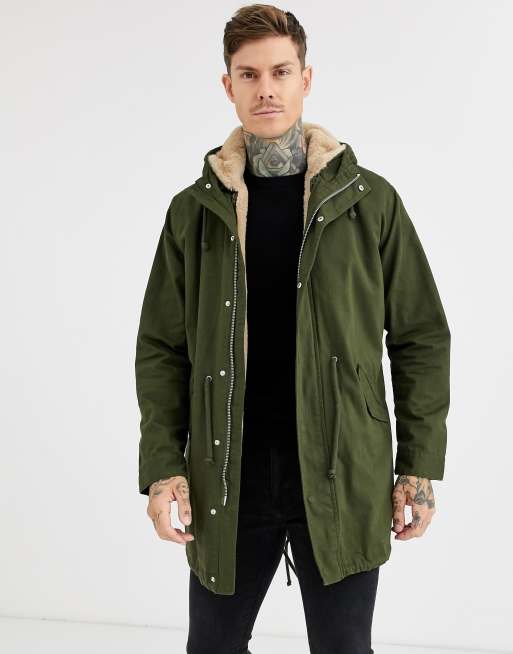 Asos khaki parka sale