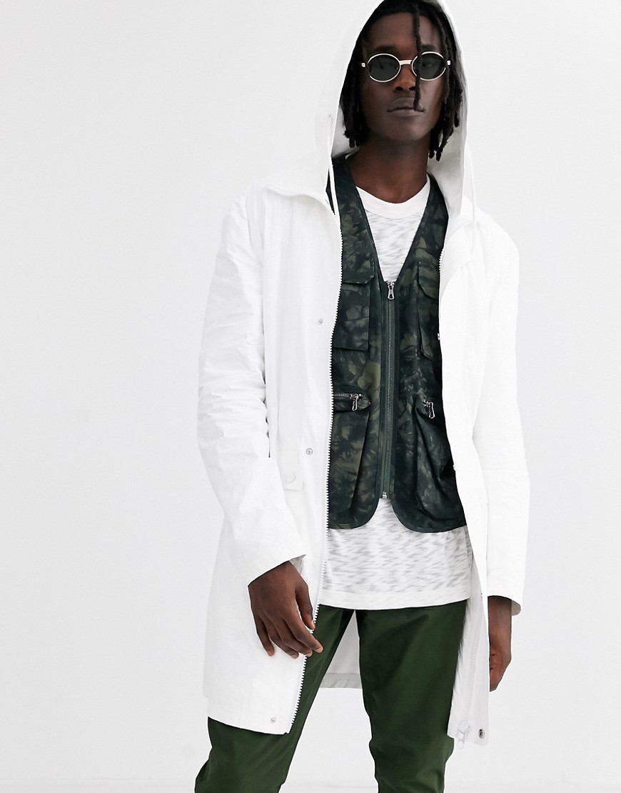 ASOS DESIGN parka jacket in white in shell fabric