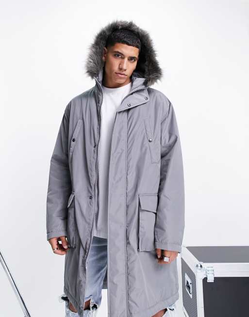 Mens parka coats cheap with fur hood designer