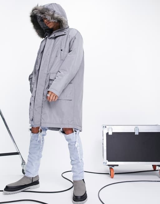 Grey deals hooded parka