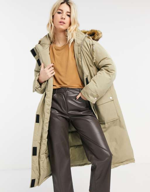 ASOS DESIGN - Parka lungo oversize color pietra